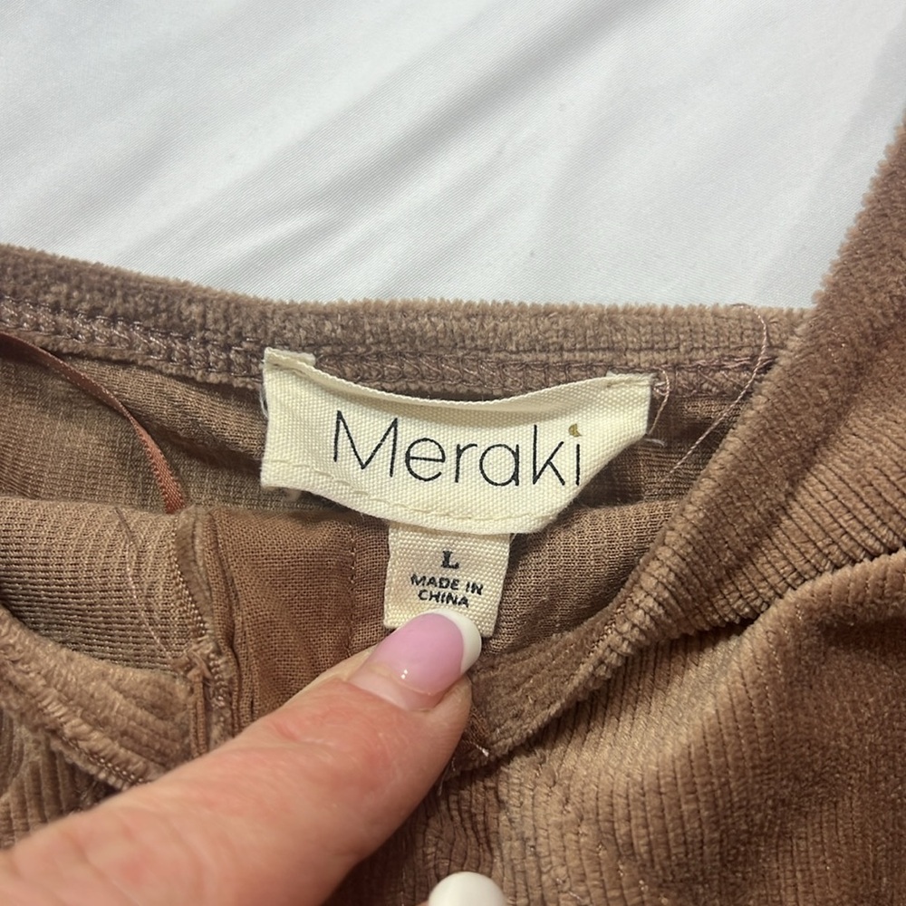 Meraki brown corset style corduroy top size L - Picture 2 of 7